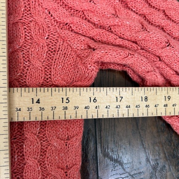 American Eagle Sweater Small Coral Pink Cable Knit Crew Neck Pullover Women's - Picture 8 of 11